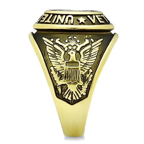 CJE704 Men's Stainless Steel Veterans IP Gold Plated Ring