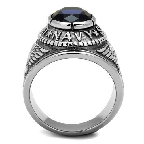 CJ7872OS Wholesale - Stainless Steel "United States Navy" Sapphire Ring