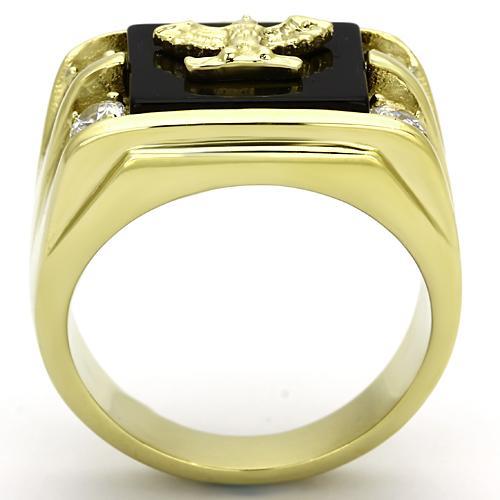 CJG2492 Wholesale Men's Stainless Steel Ring IP Gold Semi-Precious Jet Eagle Ring