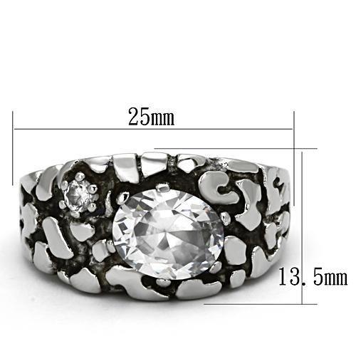 CJ959 Wholesale Men's Stainless Steel with Clear AAA Grade CZ Cobblestone Ring