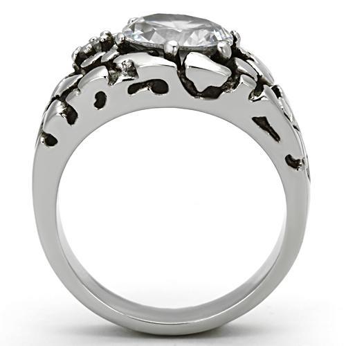 CJ959 Wholesale Men's Stainless Steel with Clear AAA Grade CZ Cobblestone Ring