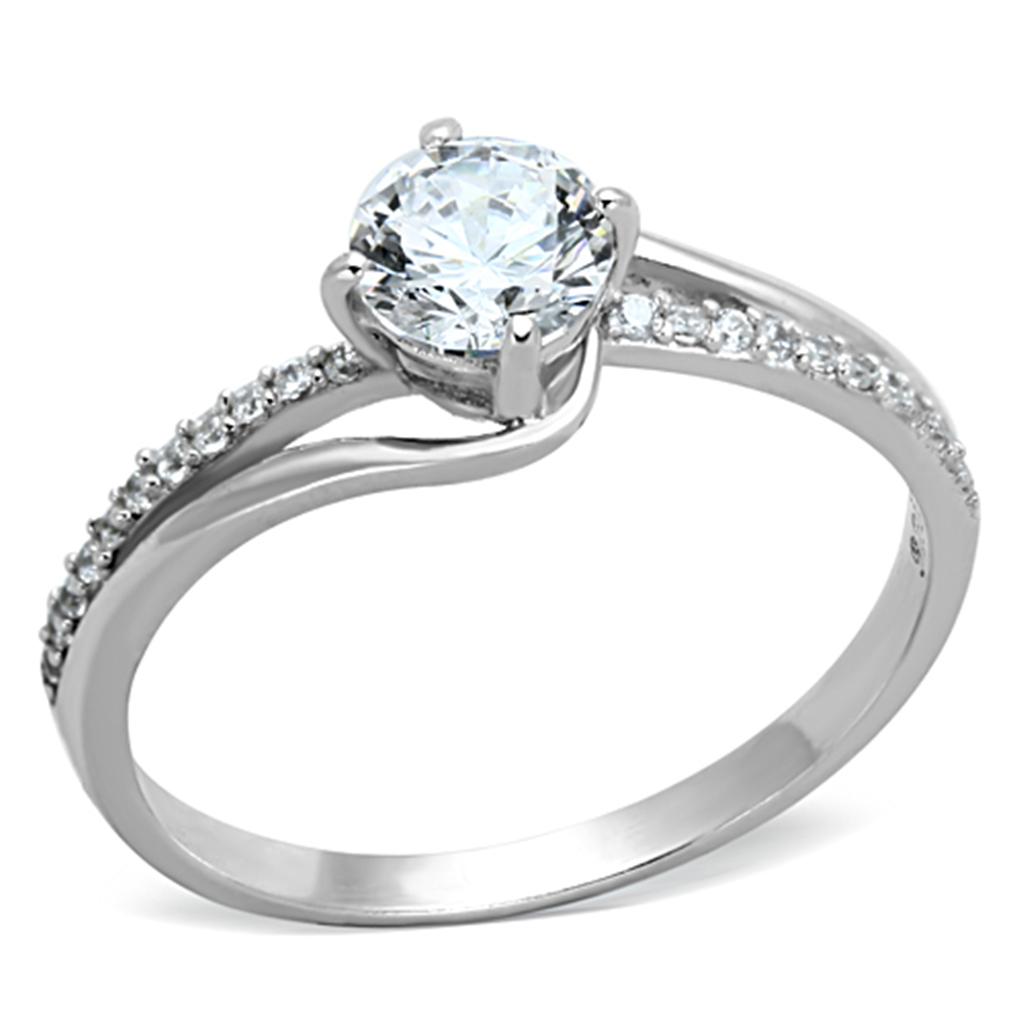 CJ141 Wholesale Women's Rhodium 925 Sterling Silver Ring with AAA Grade CZ in Clear Ring
