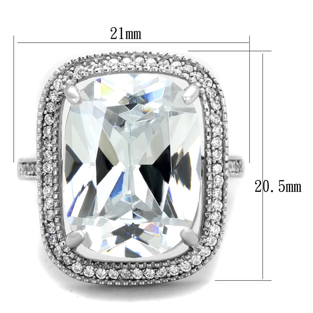 CJ391 Wholesale Women's Rhodium 925 Sterling Silver Ring with AAA Grade CZ in Clear Engagement Ring