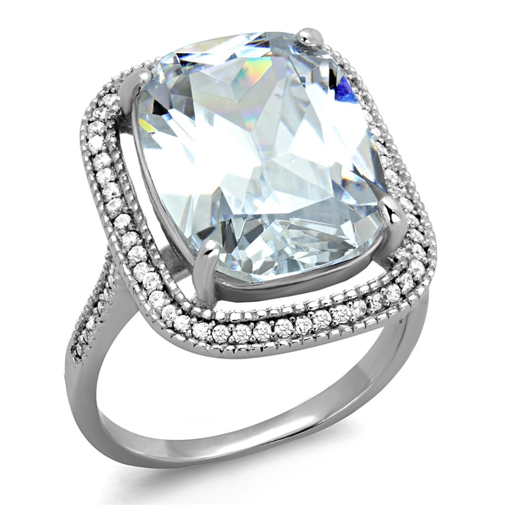 CJ391 Wholesale Women's Rhodium 925 Sterling Silver Ring with AAA Grade CZ in Clear Engagement Ring