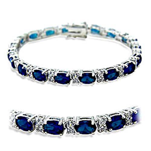 CJ415501 Wholesale Women's Brass Rhodium Synthetic Sapphire Bracelet
