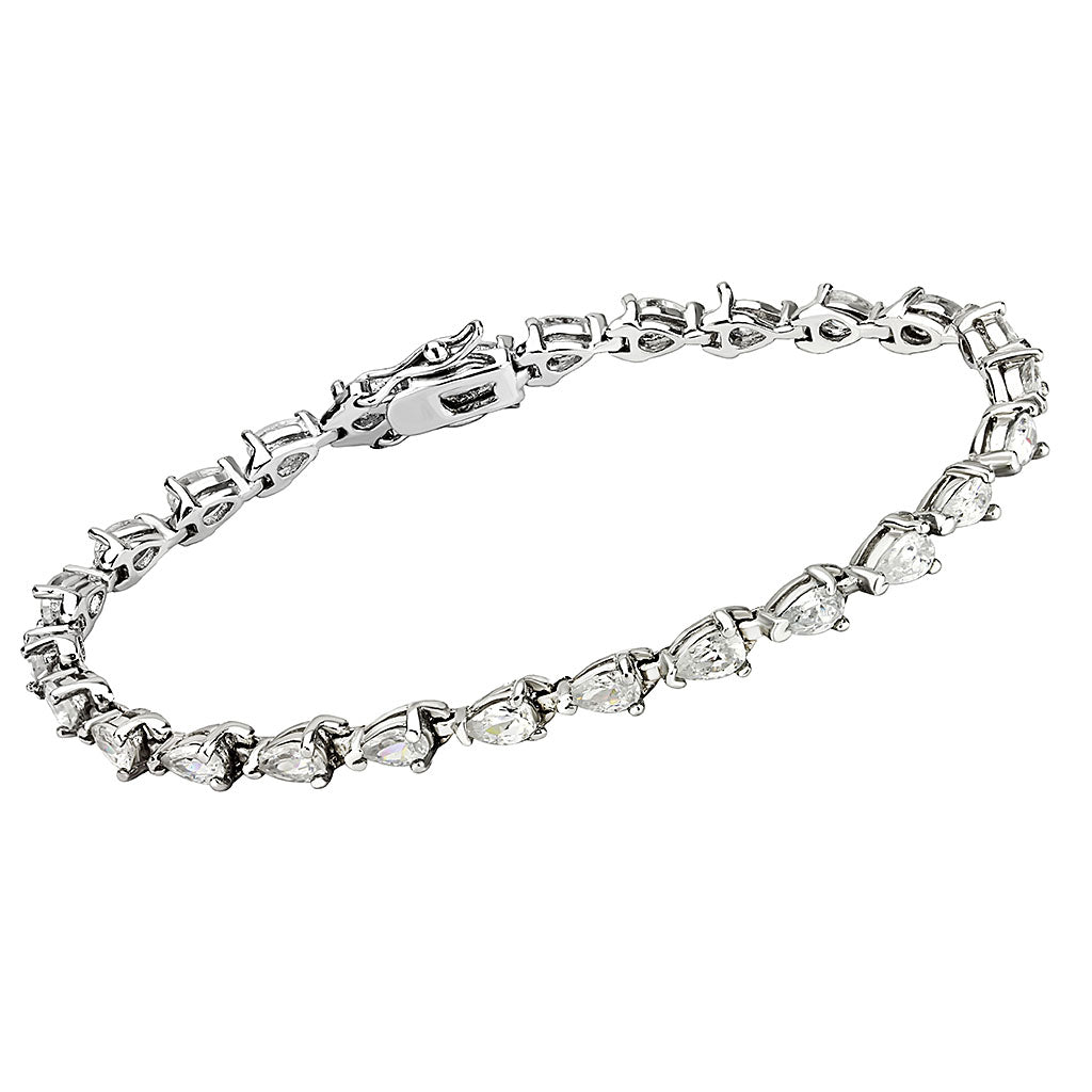 CJ415803 Wholesale Women's Brass Rhodium AAA Grade CZ Clear Bracelet