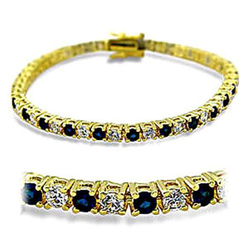 CJ415903 Wholesale Women&#39;s Brass Gold Synthetic Sapphire Bracelet