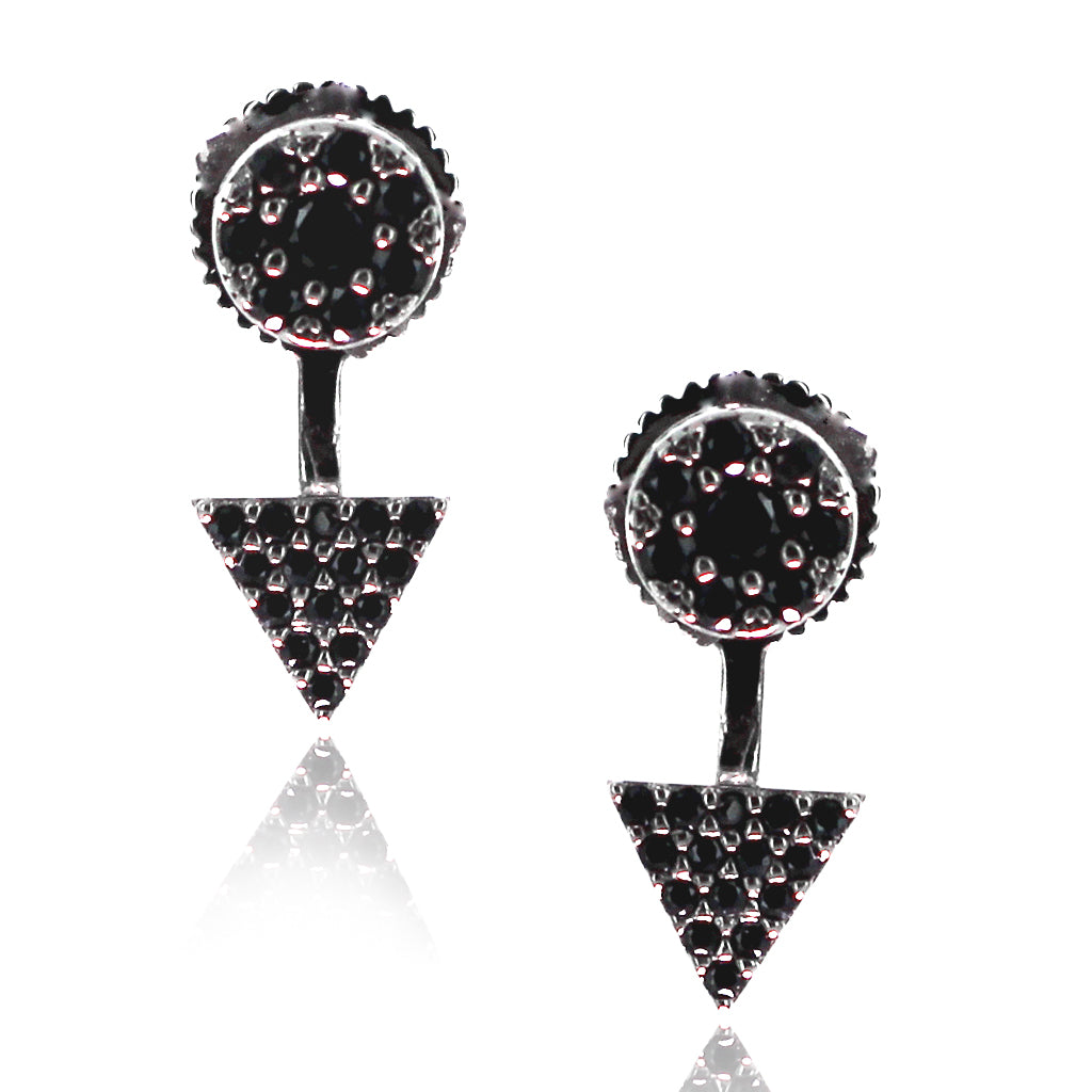4375-BLK Black Rhodium CZ Triangle Earrings