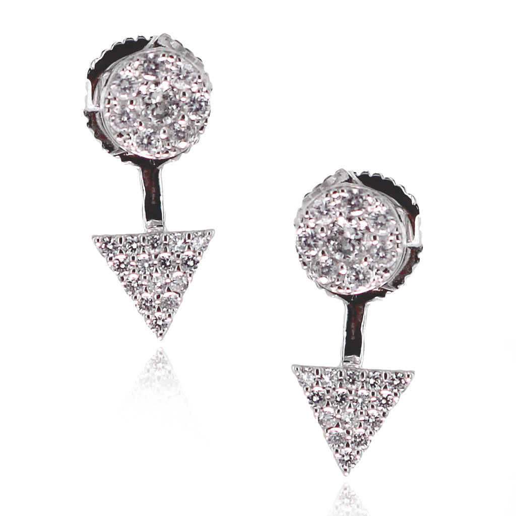 4375-SLV Sterling Silver CZ Triangle Earrings
