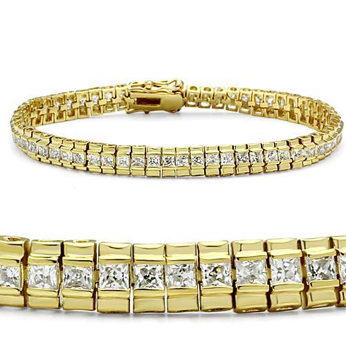 CJ47303 Wholesale Women&#39;s Brass Rhodium Gold AAA Grade CZ Clear Bracelet