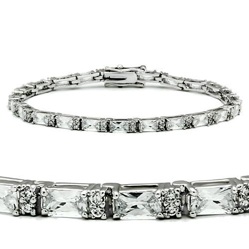CJ47401 Wholesale Women's Brass Rhodium AAA Grade CZ Clear Bracelet