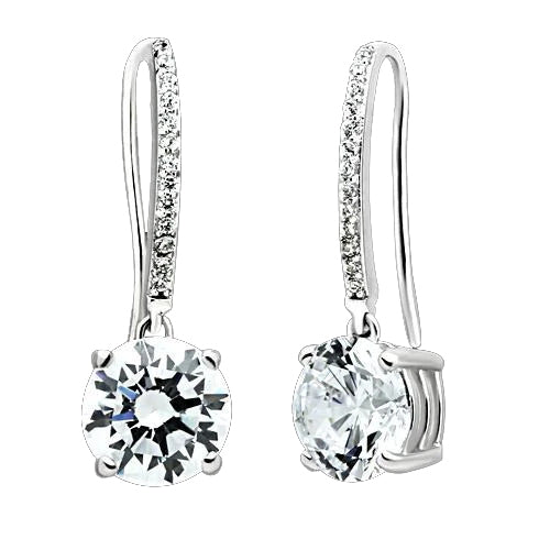 CJ052 Wholesale Women's 925 Sterling Silver Rhodium AAA Grade CZ Clear Round Earrings