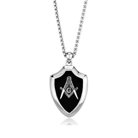 CJE2522 Wholesale Men's Stainless Steel Epoxy Jet Masonic Chain Pendant
