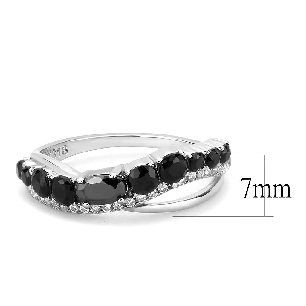 CJ269 Wholesale Women's Stainless Steel AAA Grade CZ in Black Diamond Minimal Ring