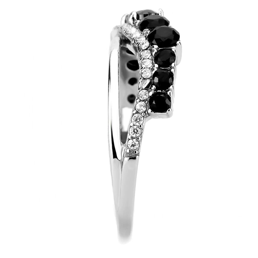 CJ269 Wholesale Women's Stainless Steel AAA Grade CZ in Black Diamond Minimal Ring