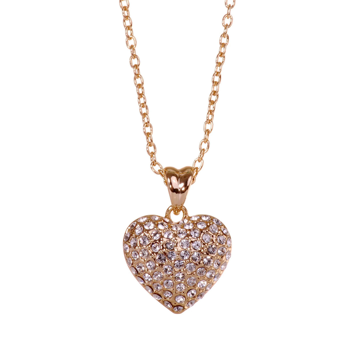 N7121 18K Gold Swarovski Heart Pendant Necklace Gold