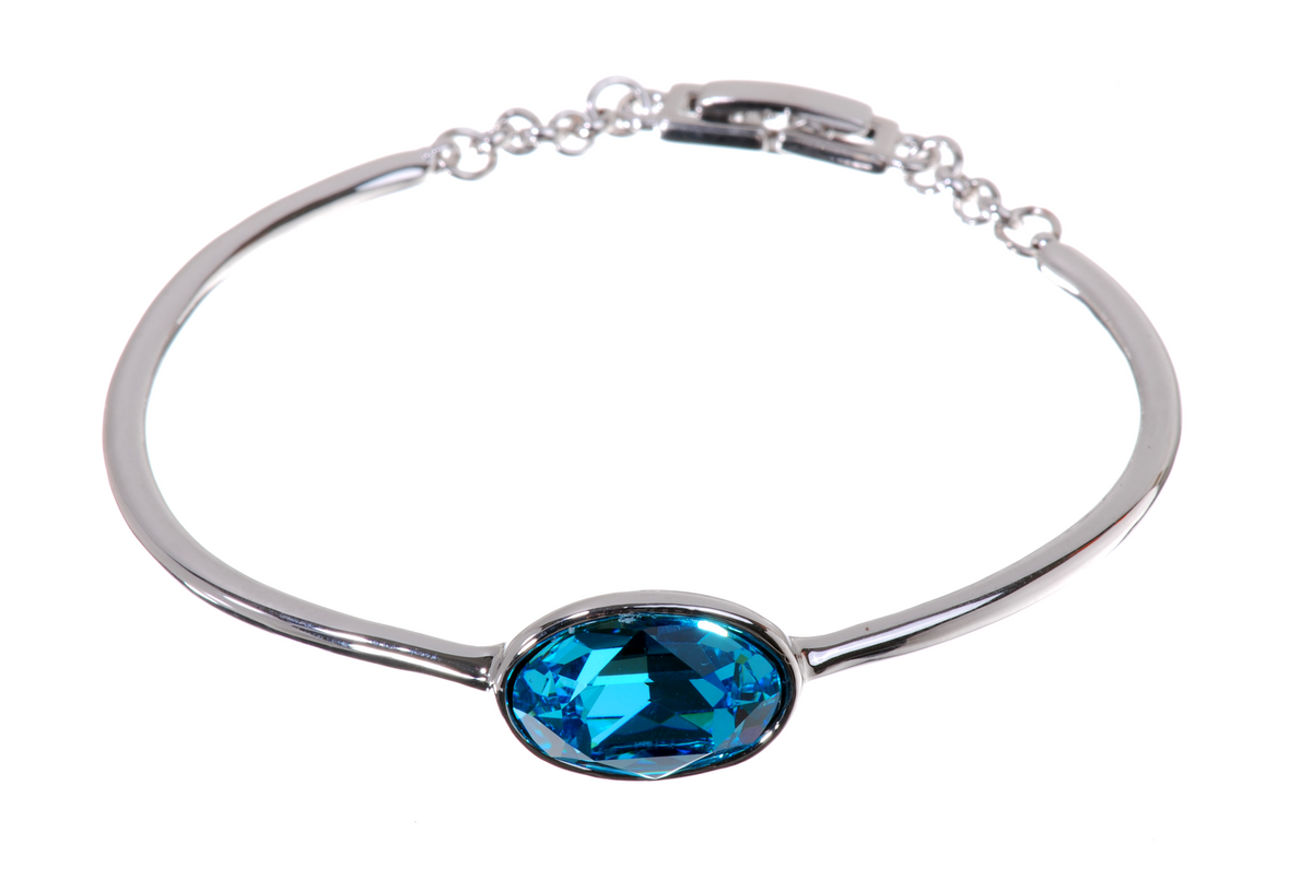 B7120 Aquamarine Swarovski Elements Crystal Cuff Bracelet