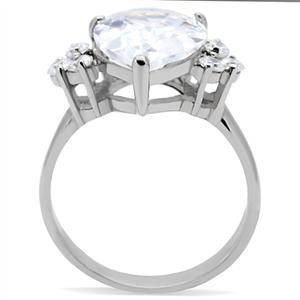 CJ141TK Wholesale Stainless Steel Clear Pear Cut Crystal Cubic Zirconia Ring