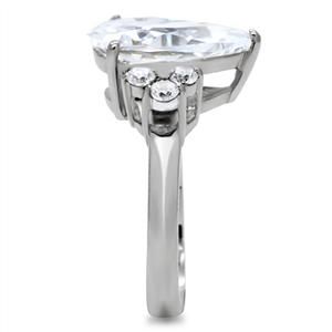 CJ141TK Wholesale Stainless Steel Clear Pear Cut Crystal Cubic Zirconia Ring