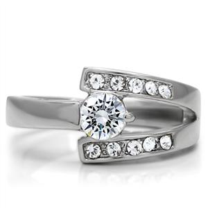 CJ144TK Wholesale Stainless Steel Clear Cubic Zirconia Ring