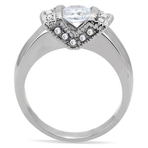 CJ149TK Wholesale Stainless Steel Clear Cubic Zirconia Intricate Overlay Ring