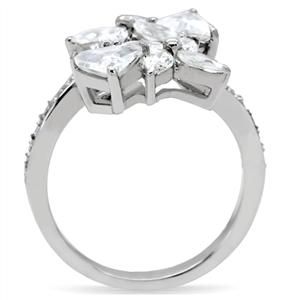 CJ151TK Wholesale Stainless Steel Clear Cubic Zirconia Floral Cluster Ring