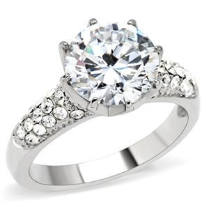 CJ152TK Wholesale Stainless Steel Clear Cubic Zirconia Pave Set Ring