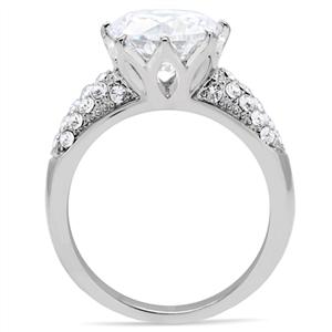 CJ152TK Wholesale Stainless Steel Clear Cubic Zirconia Pave Set Ring