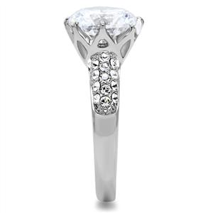 CJ152TK Wholesale Stainless Steel Clear Cubic Zirconia Pave Set Ring