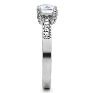 CJ154TK Wholesale Stainless Steel Princess Cut Cubic Zirconia Vintage Inspired Engagement Ring