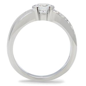 CJ169TK Wholesale Stainless Steel Clear Cubic Zirconia Crossed Band Eternity Ring