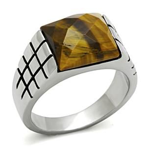CJ447 Wholesale Smoked Quartz Stainless Steel Ring