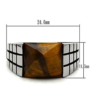CJ447 Wholesale Smoked Quartz Stainless Steel Ring