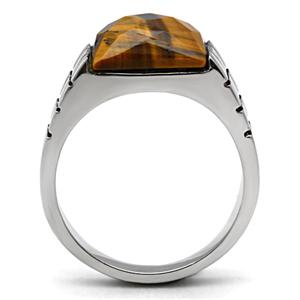 CJ447 Wholesale Smoked Quartz Stainless Steel Ring