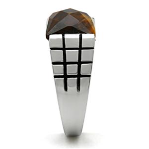 CJ447 Wholesale Smoked Quartz Stainless Steel Ring