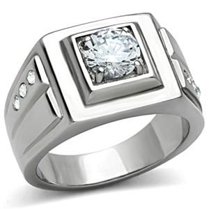 CJ458 Wholesale Tri Cubic Zirconia Stainless Steel Ring