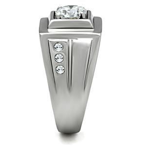CJ458 Wholesale Tri Cubic Zirconia Stainless Steel Ring