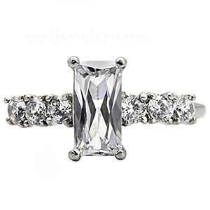 CJ7687OS Wholesale - Stainless Steel CZ Baguette Engagement Ring