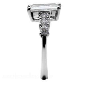 CJ7687OS Wholesale - Stainless Steel CZ Baguette Engagement Ring