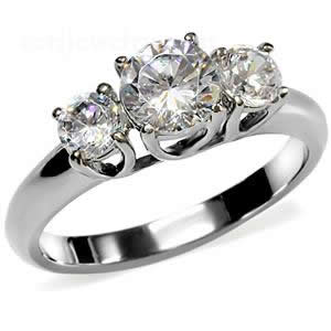 CJ7689OS Wholesale Stainless Steel Past, Present & Future CZ Ring