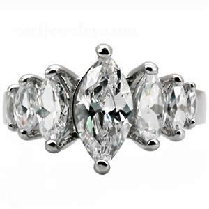 CJ7691OS Wholesale Stainless Steel Graduated Marquise CZ Engagement Ring