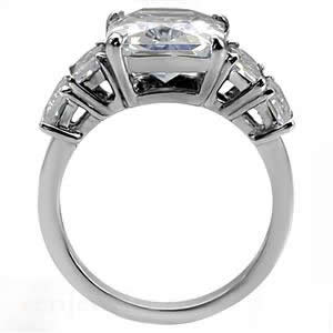 CJ7692OS Wholesale - Stainless Steel Princess CZ Engagement Ring