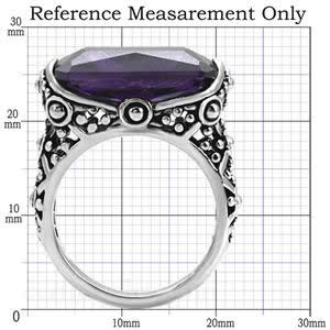 CJ7700OS Wholesale - Stainless Steel Ornate Amethyst Rectangle CZ Cocktail Ring