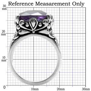 CJ7701OS Wholesale - Stainless Steel Ornate Amethyst Cushion Cut CZ Cocktail Ring