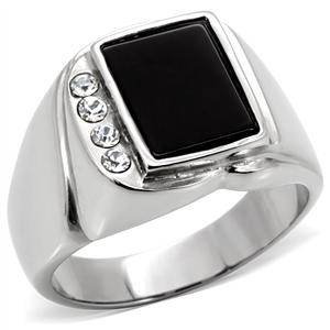 CJ7712OS Wholesale Stainless Steel Rectangular Semi-Precious Stone Men's Ring