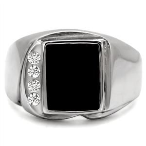 CJ7712OS Wholesale Stainless Steel Rectangular Semi-Precious Stone Men's Ring