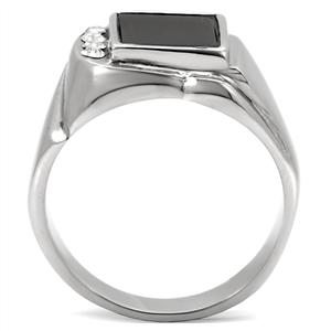 CJ7712OS Wholesale Stainless Steel Rectangular Semi-Precious Stone Men's Ring