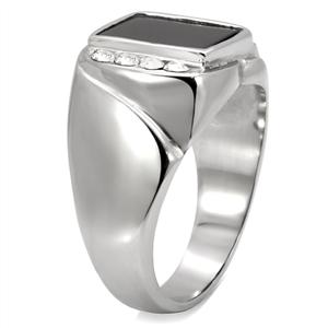 CJ7712OS Wholesale Stainless Steel Rectangular Semi-Precious Stone Men's Ring