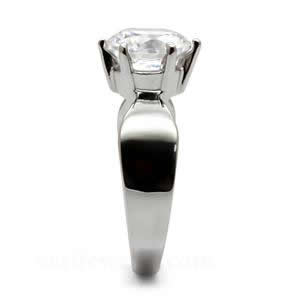 CJ7736OS Wholesale - Stainless Steel Solitaire Round Cubic Zirconia Engagement Ring