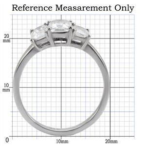 CJ7748OS Wholesale Stainless Steel Square Princess Cubic Zirconia Past, Present & Future Ring